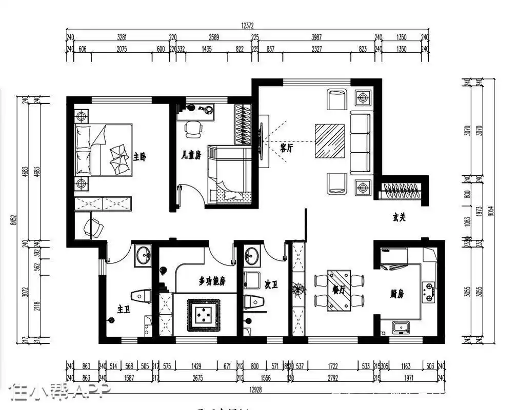 三室两厅两卫装修效果图:华鼎中央都会-130平现代简约风格装修
