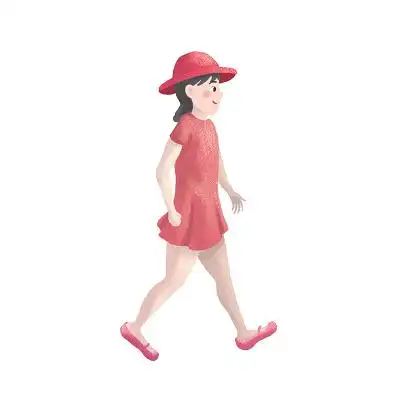 夏天走路的小女孩卡通少儿主持人招生元素招生人物小人卡通人物儿童