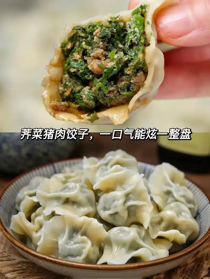 野菜包饺子才是yyds!荠菜猪肉饺太香了.#图文热搜词创作任 - 抖音