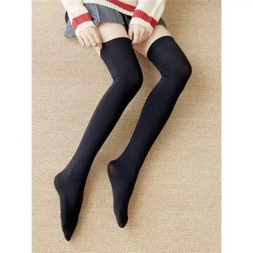 ideamini黑丝袜女黑色ins潮长筒学生jk中筒韩国日系可爱大腿袜薄款