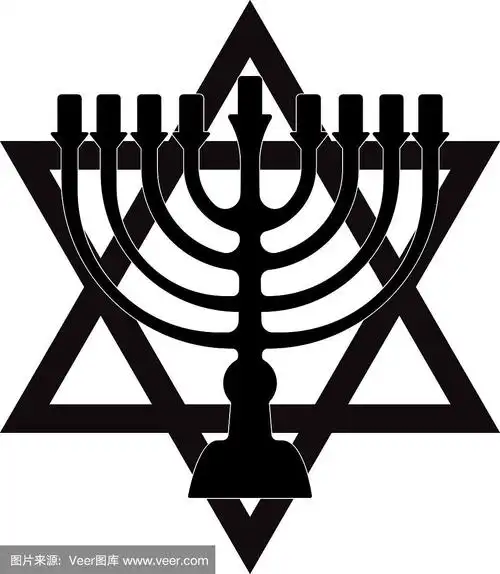 犹太教的烛台象征.插图孤立在白色背景上.