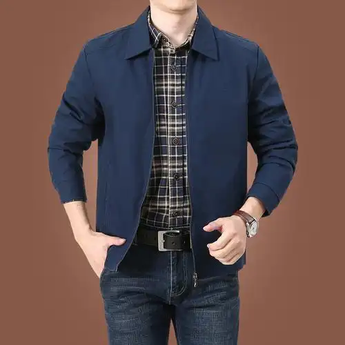 lake棉中年男士外套春秋季薄款休闲男装中老年爸爸装宽松夹克衫上衣