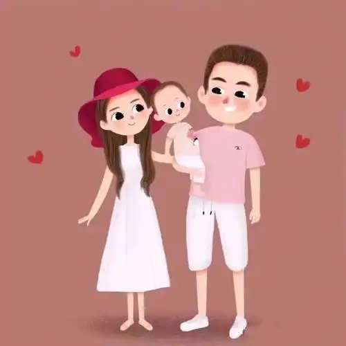 幸福的一家三口卡通头像用起来