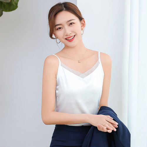 吊带背心女2021春夏外穿职业小西装内搭修身显瘦洋气白色打底上衣
