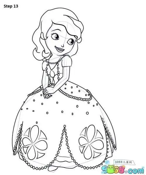 苏菲亚公主简笔画涂色