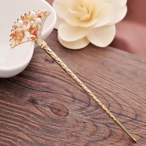 发簪银得利饰品银杏叶韩国盘发头饰发饰女古典古风古代发钗发簪簪子