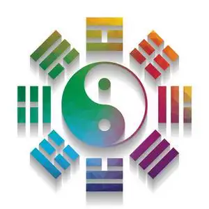 先天八卦图阴阳星座与八卦安排.向量.彩色图标照片