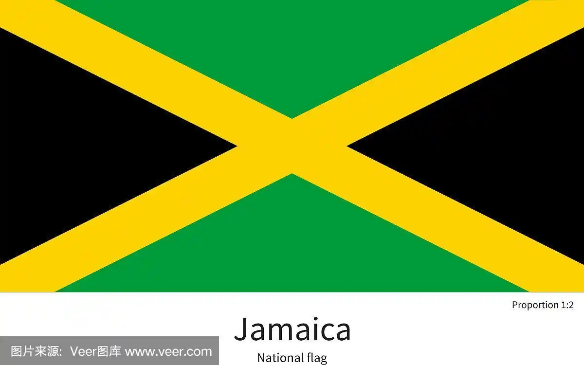 牙买加国旗,比例正确