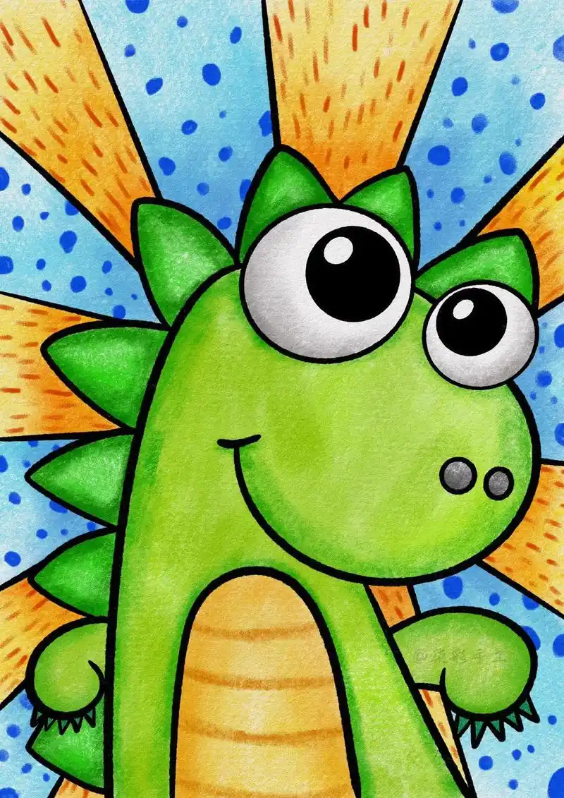 恐龙简笔画.一只非常可爱的小恐龙简笔画教程,男孩子最喜欢了, - 抖音