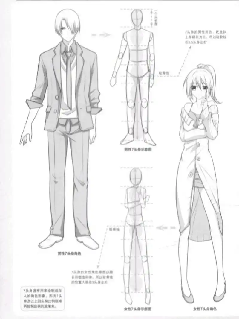 【绘画参考】动漫人物的头身比例画法参考 绘画中头身比例怎样画?