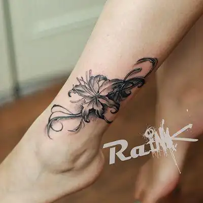 12张小腿曼珠沙华纹身图案彼岸花