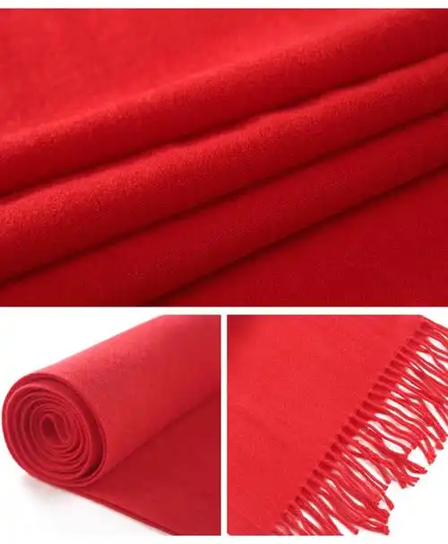 围巾定制印字logo刺绣中国红男女士大红色红围巾公司年会同学聚会