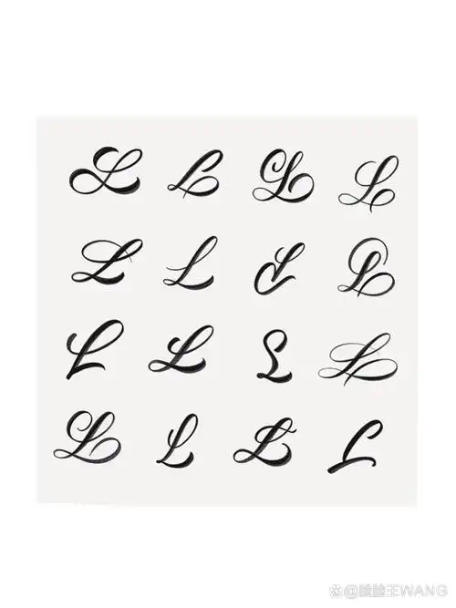 英文花体字l纹身图案