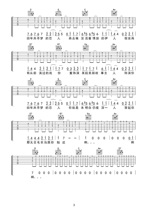 陈慧娴演唱歌曲《傻女》吉他谱是网友编配必分享的,选用g和弦编配