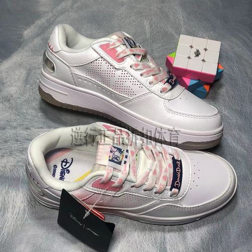 lining李宁迪士尼联名白粉女子经典休闲卡通低帮运动休闲鞋