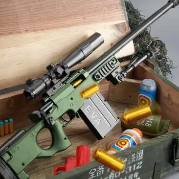 儿童玩具枪狙击步抢812软弹枪可发射抛壳吃鸡玩具突击步抢男孩新年