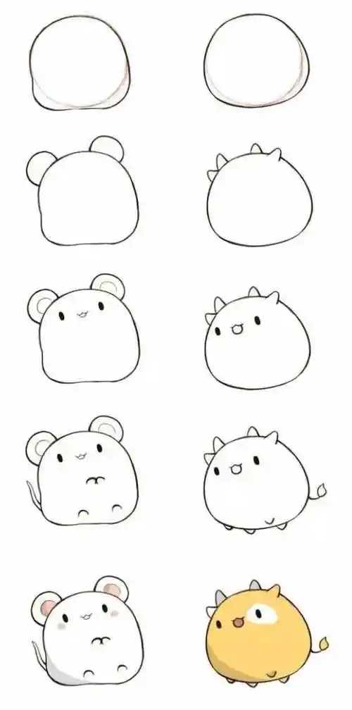 十二生肖简笔画,每一只都是圆滚滚的,超级可爱.