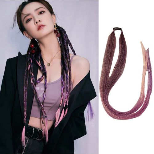 徐璐同款发饰挑染辫子假发嘻哈编发彩绳发绳夏女团脏脏辫彩带头绳