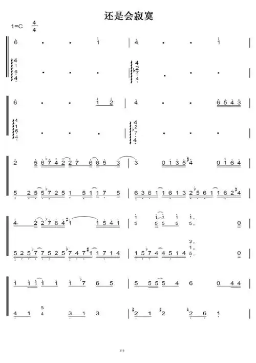 陈绮贞 还是会寂寞 初学者c调简易版 钢琴双手简谱 钢琴简谱 钢琴谱