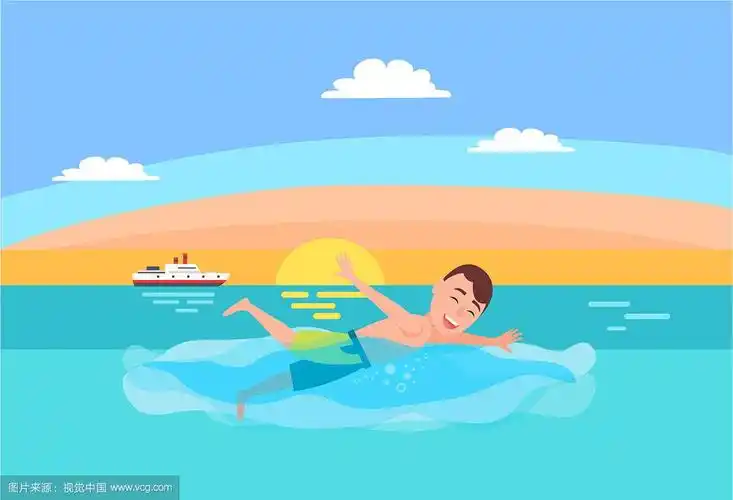 游泳运动男子穿着短裤在海里游泳