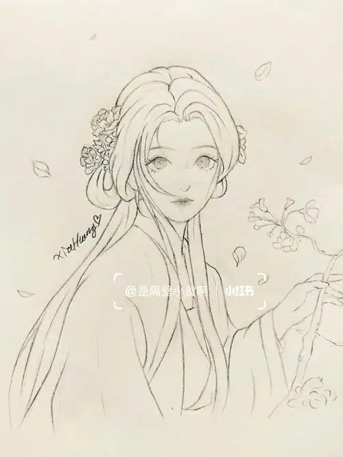 古风人物线稿含步骤