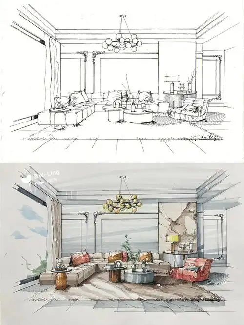 室内设计手绘效果图客厅