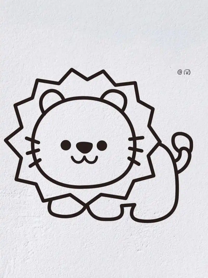 动物简笔画之可爱的小狮子(内附过程图)