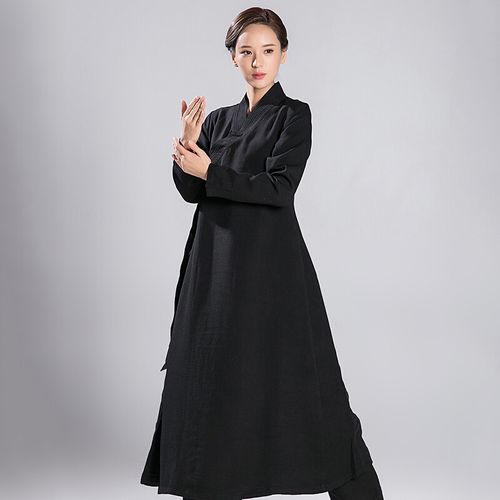 正品2022武农夏季新款太极男女长款道袍斜领太极服