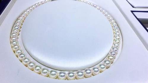 高档羽皇香槟皇后金项链天然海水akoya珍珠项链极光淡金透粉洋气