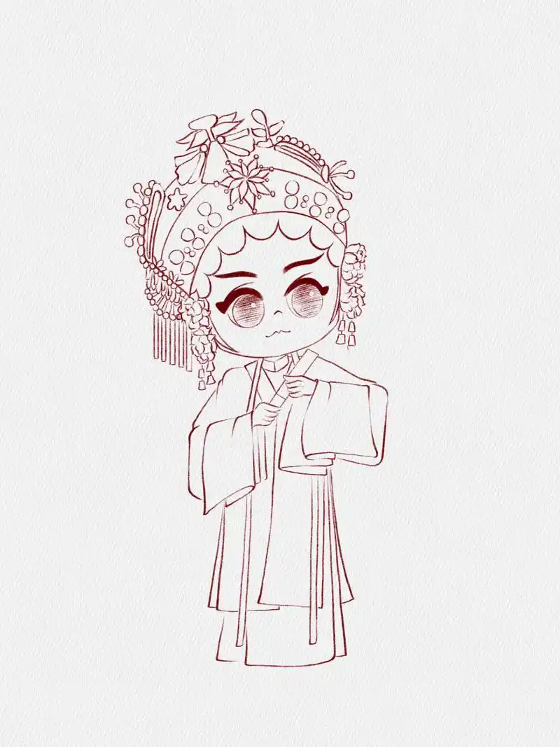 q版人物线稿图|戏曲(主页有上色图) 主页更多q版人物合集|古风人物