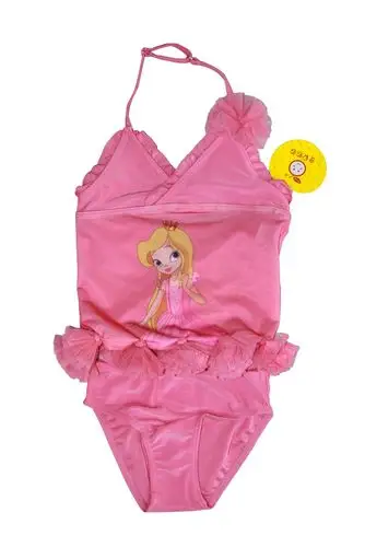 夏季儿童泳衣甜美舒适金果依依带玫瑰花朵的可爱女孩数码印花的分体