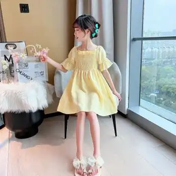 迪士尼同款女童连衣裙夏季公主裙22年新款6-15岁中大童十岁女孩子泡泡