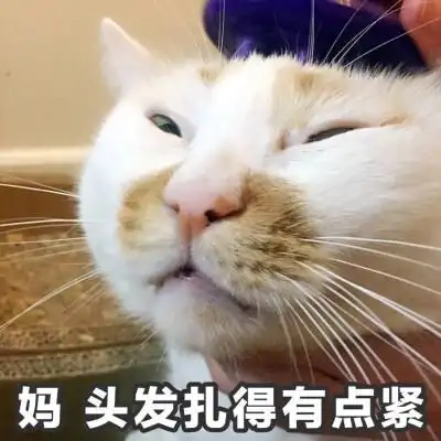 妈,头发扎的有点紧