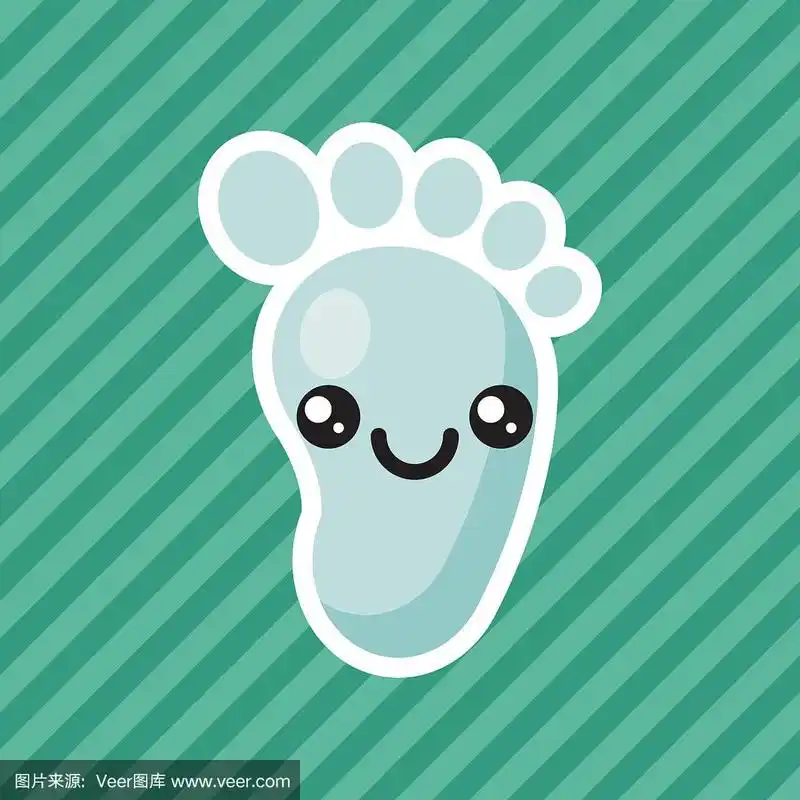 可爱可爱的婴儿脚卡通图标微笑