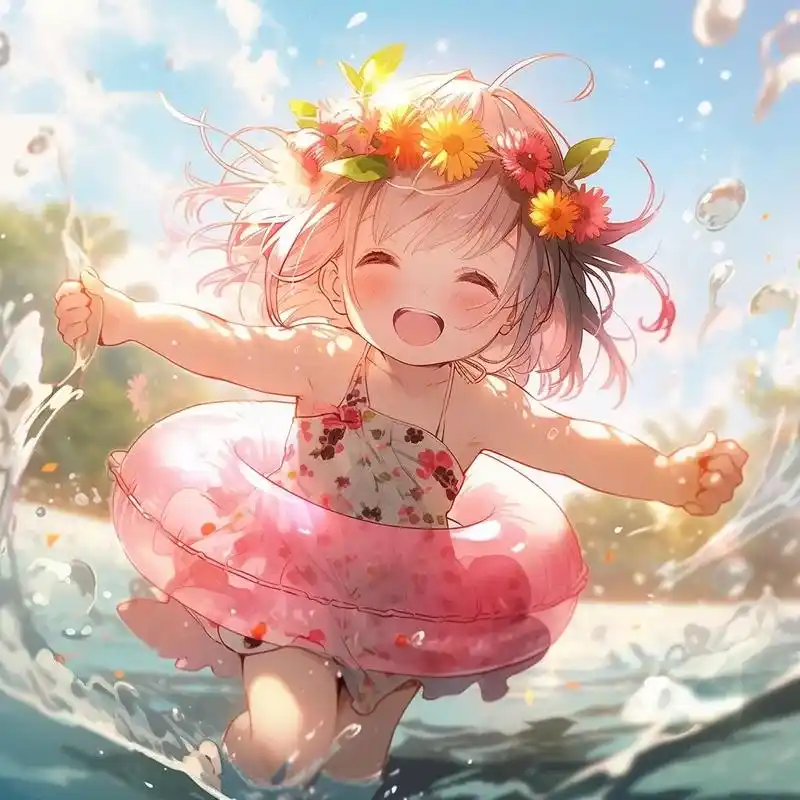 夏日沙滩小仙女.#动漫女头 #夏日#沙滩#小女孩 #游泳 - 抖音