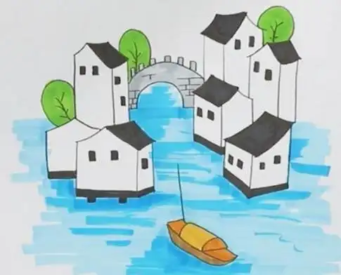 资料获取方式:本文关键词:江南水乡简笔画彩铅画,江南水乡简笔画儿童