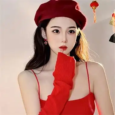 2022跨年头像女真人红色 跨年红色系女头图片_女生头像_美头网