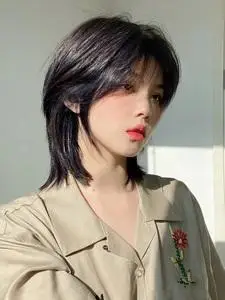 发全真人发圆脸超短发假发短发女自然狼尾鲻鱼头发型假发套2人付款