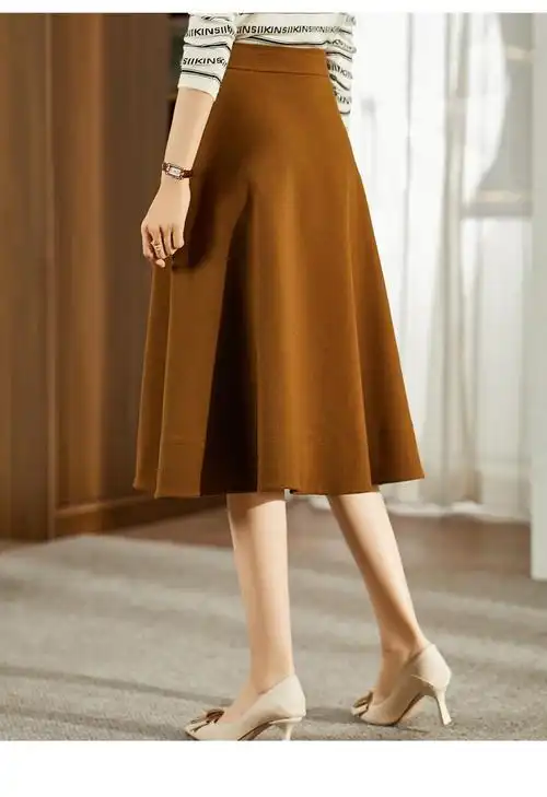 梵希蔓今年流行裙子a字半身裙秋冬款高腰显瘦遮胯中长款复古伞裙 f899