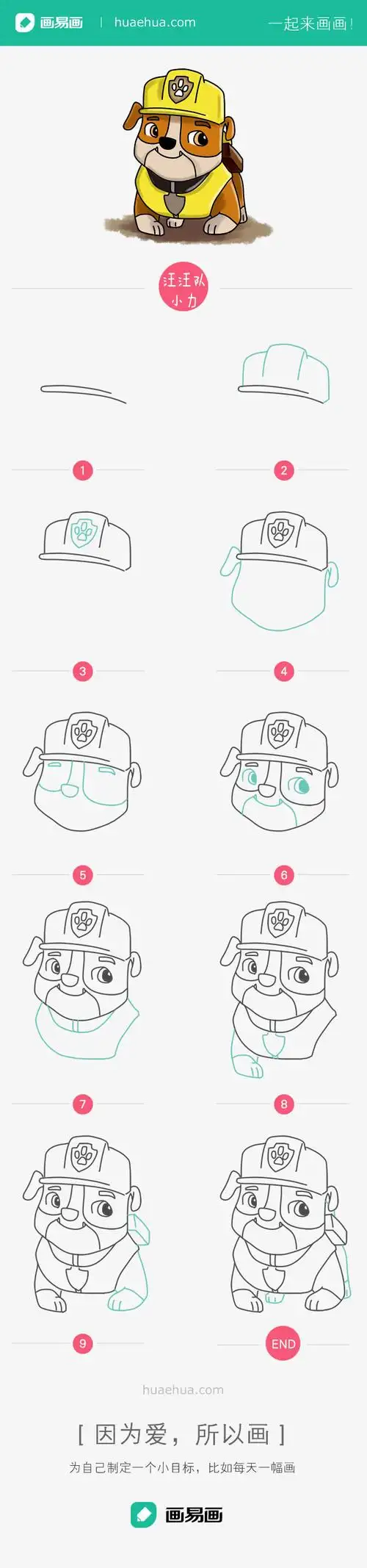 卡通简笔画汪汪队立大功,可爱的狗狗们
