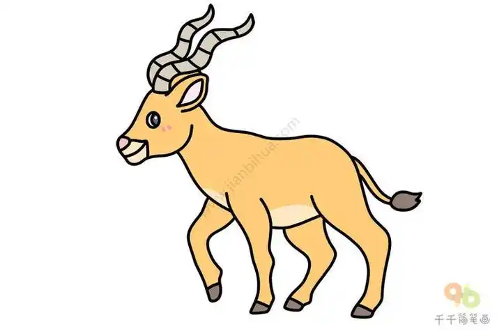简单的羚羊简笔画画法可爱彩色羚羊简笔画步骤卡通羚羊简笔画怎么画