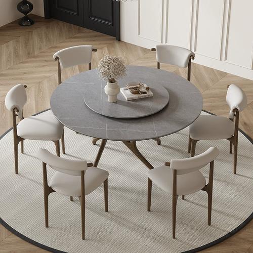 北欧实木圆桌家用圆餐桌家用餐厅饭桌诧寂风日式餐桌圆形现代餐台