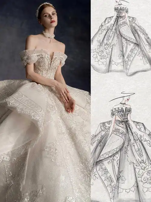 手稿分享原创高定婚纱命中注定的相遇