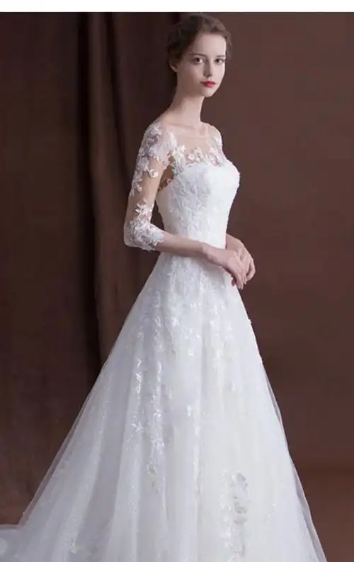 dw 蕾丝长袖a版婚纱定制|全国dreamweaving婚纱礼服原创设计-中国婚博