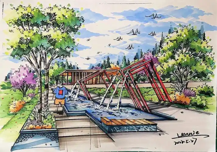 景观手绘效果图上色分享6