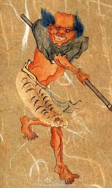 故宫博物院藏(传)五代南唐,顾闳中绘《钟馗出猎图》卷局部之小鬼一个