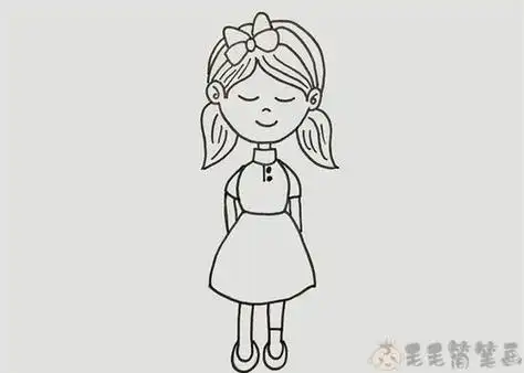 女学生扎马尾人物简笔画