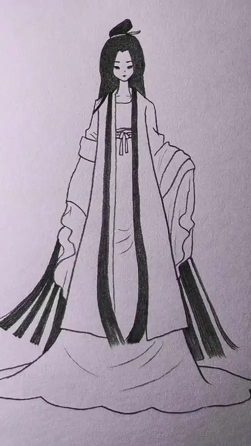 古装女子简笔画,喜欢古风的进来看看哦.