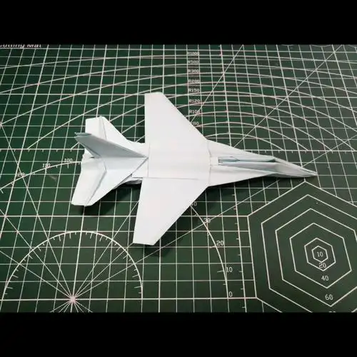 【折纸飞机】原创f16战机(长条纸折法),一张纸纯折不剪裁,进气道可