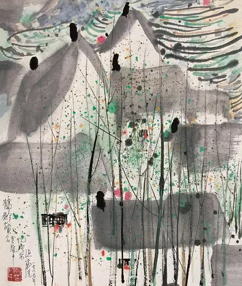 吴冠中江南水乡水墨画作品欣赏